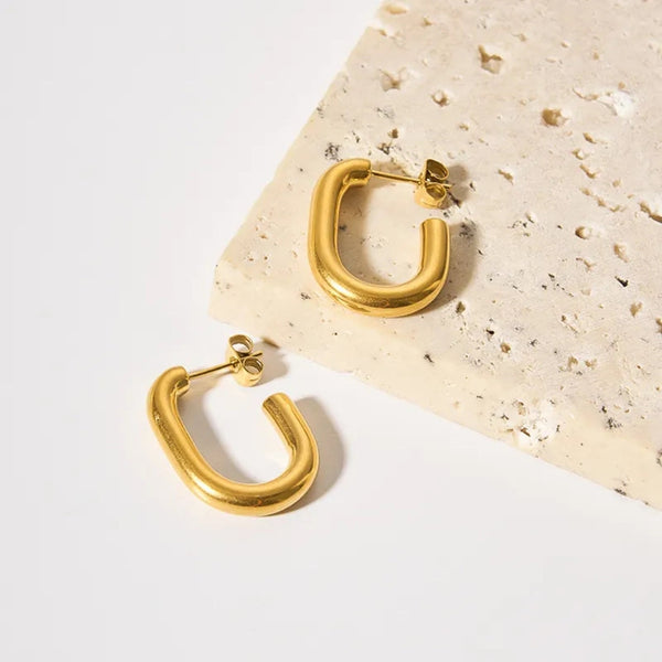 Anti Tarnish C Shaped Hoop Earring Boho Bloom