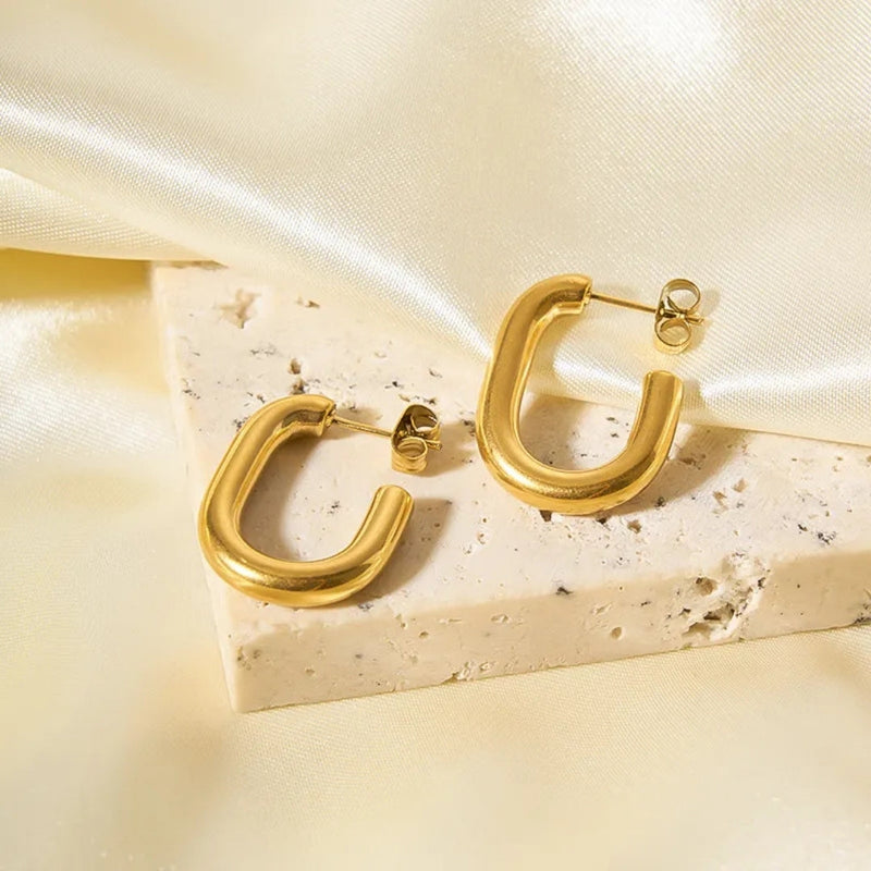Anti Tarnish C Shaped Hoop Earring Boho Bloom