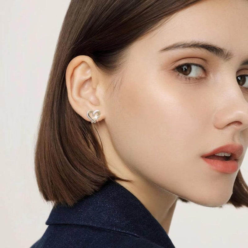 Gold Heart Stud Earrings Boho Bloom