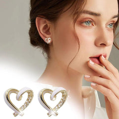 Gold Heart Stud Earrings Boho Bloom