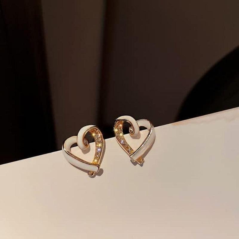 Gold Heart Stud Earrings Boho Bloom