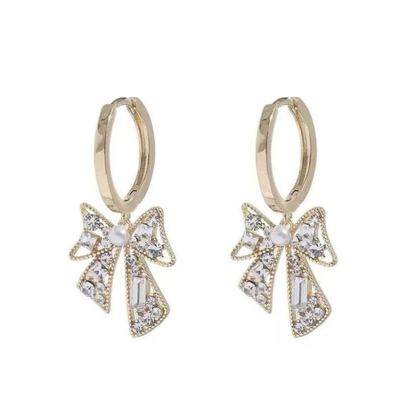 Sparkling Bow Dangle Earrings Boho Bloom