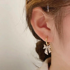 Sparkling Bow Dangle Earrings Boho Bloom