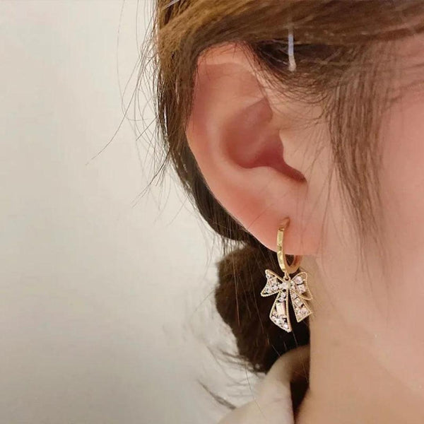 Sparkling Bow Dangle Earrings Boho Bloom