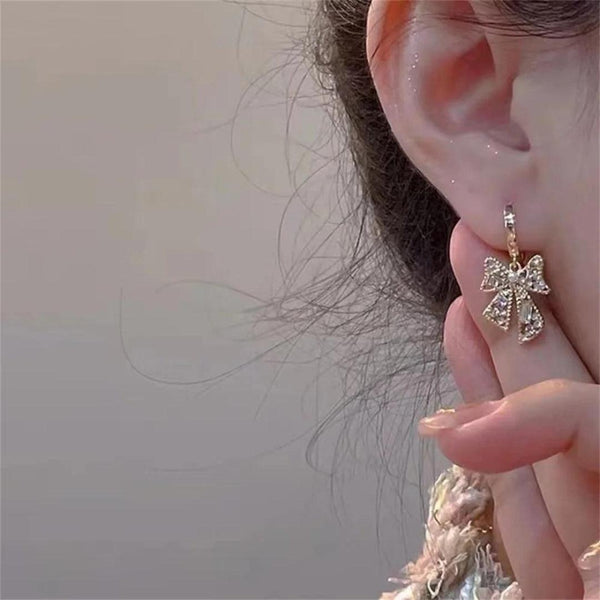 Sparkling Bow Dangle Earrings Boho Bloom