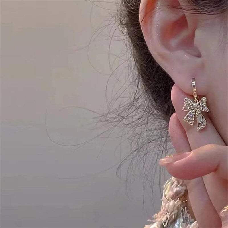 Sparkling Bow Dangle Earrings Boho Bloom