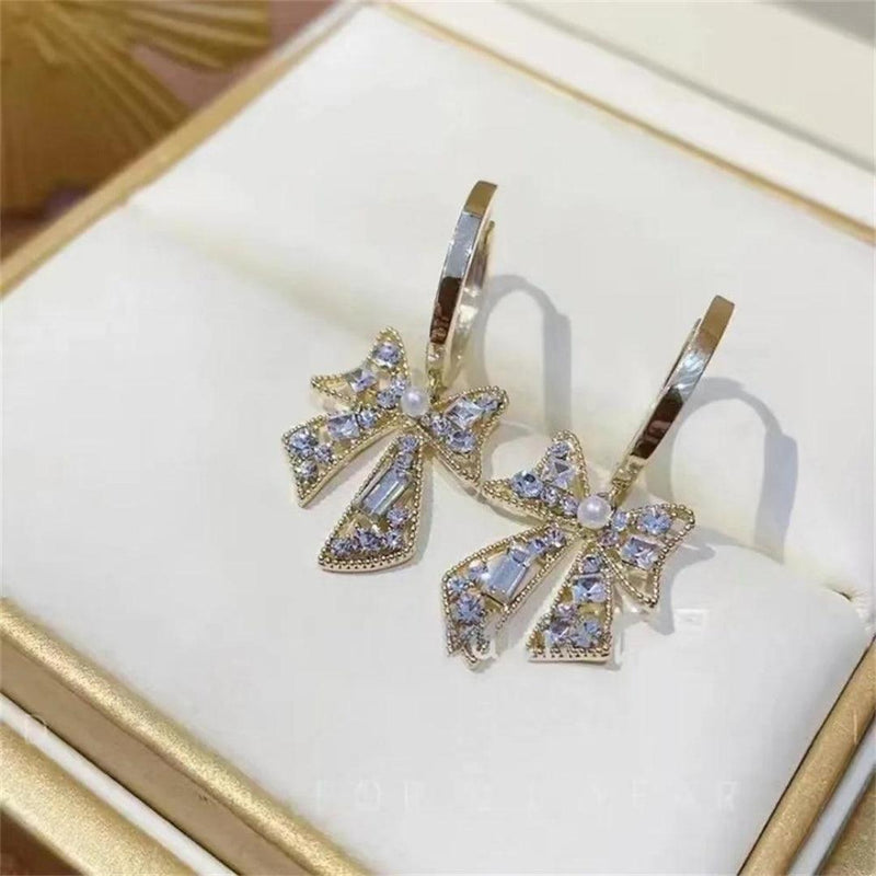 Sparkling Bow Dangle Earrings Boho Bloom