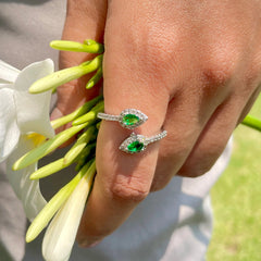 Dual Gem Green Ring Boho Bloom