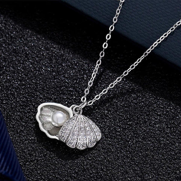 Seashell and Pearl Necklace Boho Bloom