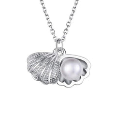 Seashell and Pearl Necklace Boho Bloom