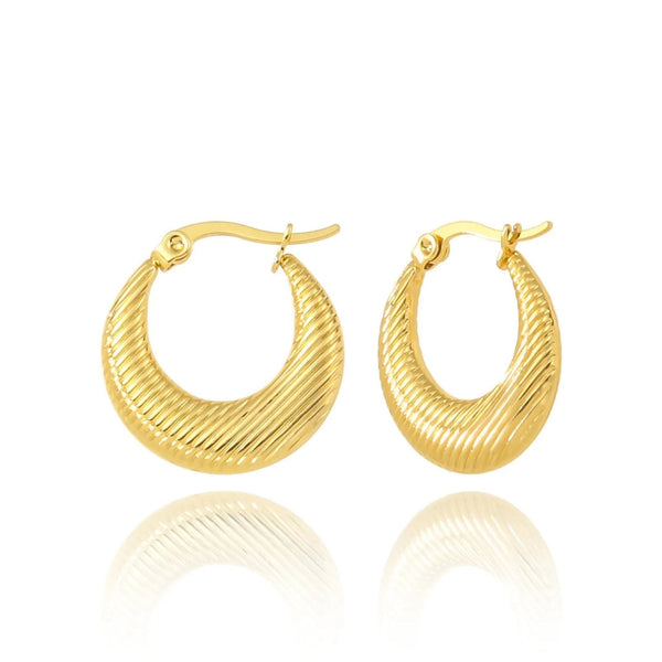Anti Tarnish Strip Hoops Earrings Boho Bloom