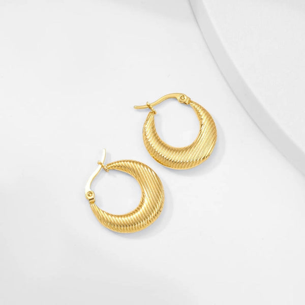 Anti Tarnish Strip Hoops Earrings Boho Bloom