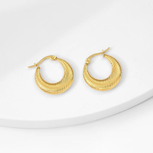 Anti Tarnish Strip Hoops Earrings Boho Bloom