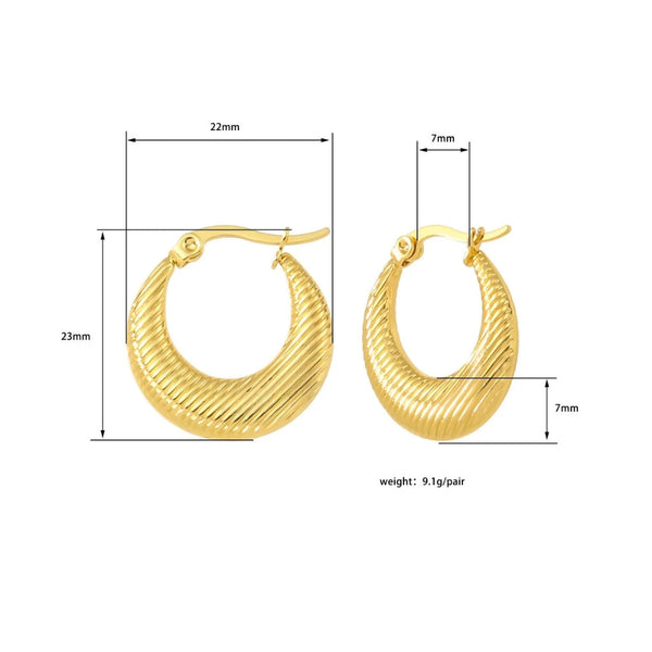 Anti Tarnish Strip Hoops Earrings Boho Bloom