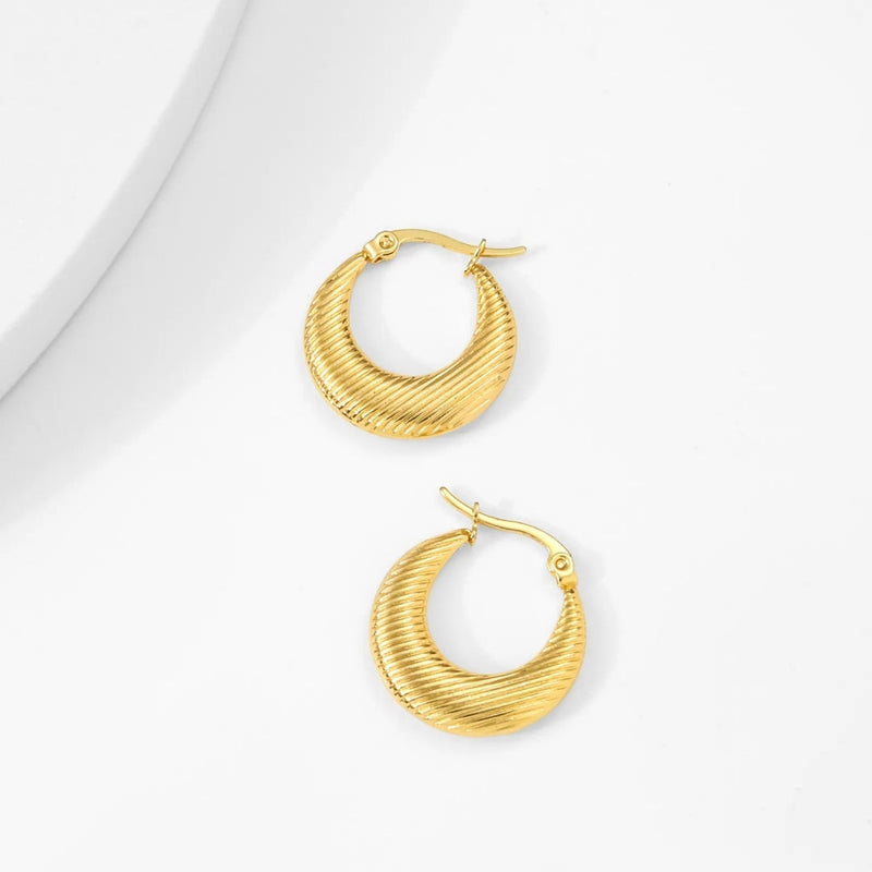 Anti Tarnish Strip Hoops Earrings Boho Bloom