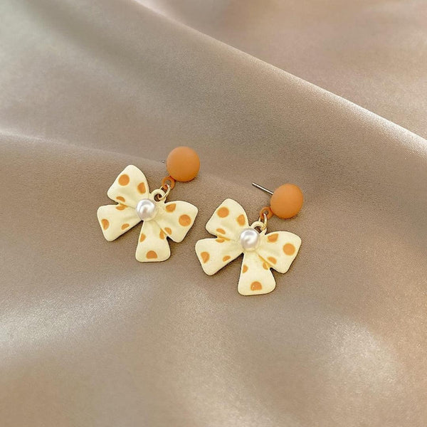 Cute Bow and Pearl Drop Earrings Boho Bloom