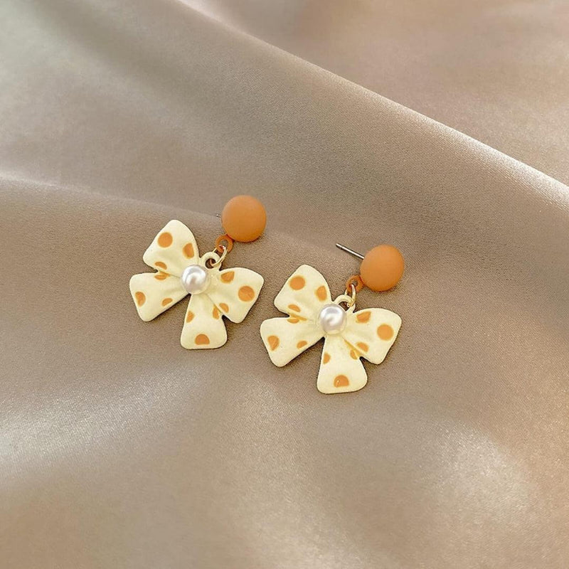 Cute Bow and Pearl Drop Earrings Boho Bloom