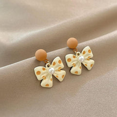 Cute Bow and Pearl Drop Earrings Boho Bloom