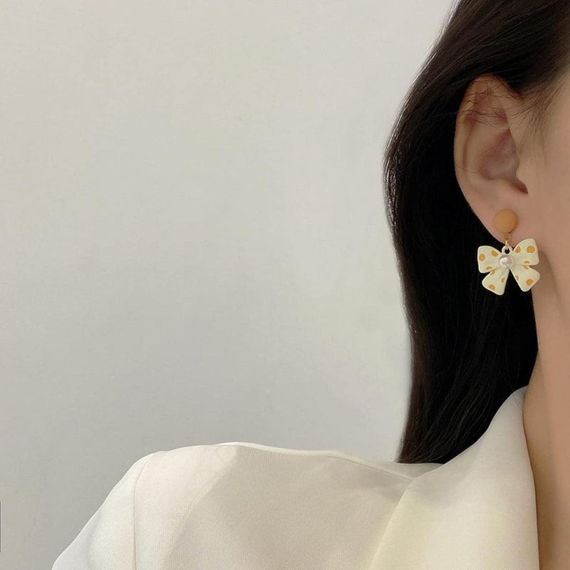 Cute Bow and Pearl Drop Earrings Boho Bloom