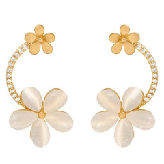 Flower Hoop Pearl Earrings Boho Bloom