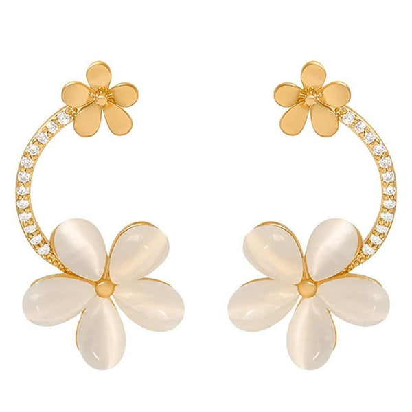Flower Hoop Pearl Earrings Boho Bloom