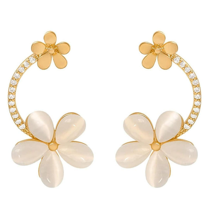 Flower Hoop Pearl Earrings Boho Bloom