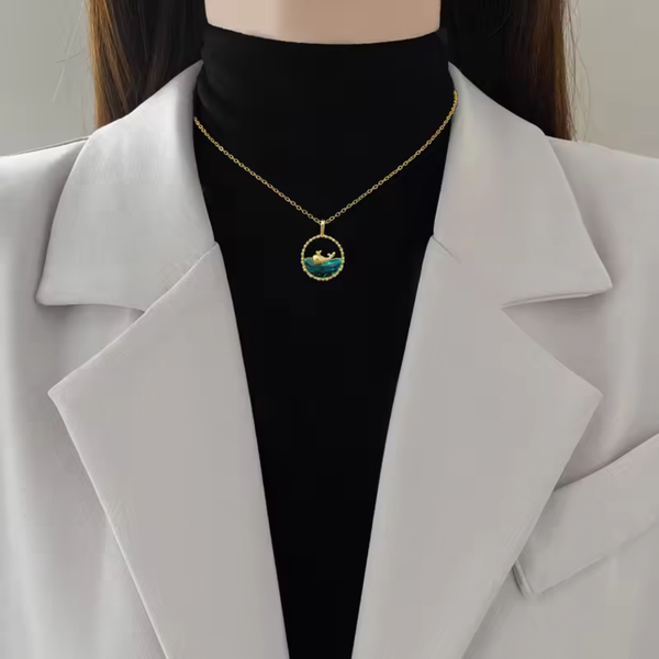 Love gold dolphin necklace Boho Bloom