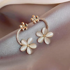 Flower Hoop Pearl Earrings Boho Bloom