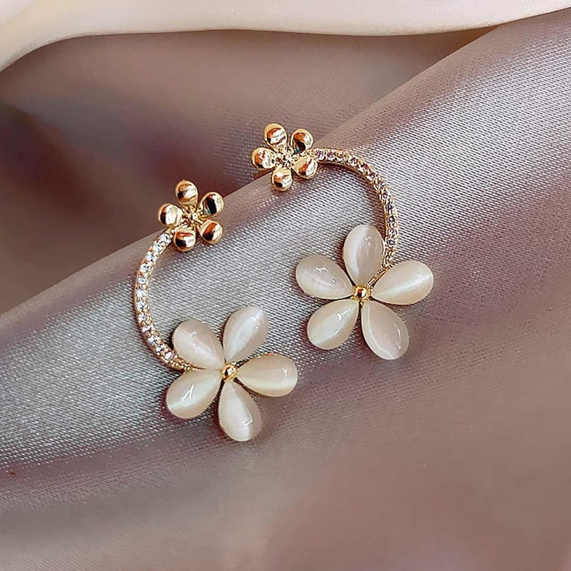 Flower Hoop Pearl Earrings Boho Bloom