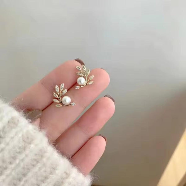 Crystal Sparking Leaf Earring Boho Bloom