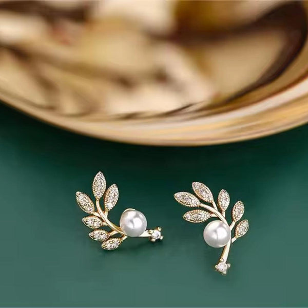 Crystal Sparking Leaf Earring Boho Bloom