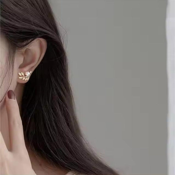 Crystal Sparking Leaf Earring Boho Bloom