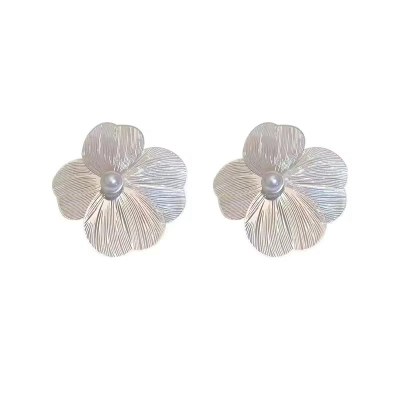 Floral Statement Earrings with Pearl Center Boho Bloom