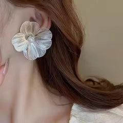 Floral Statement Earrings with Pearl Center Boho Bloom