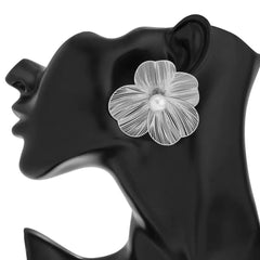 Floral Statement Earrings with Pearl Center Boho Bloom