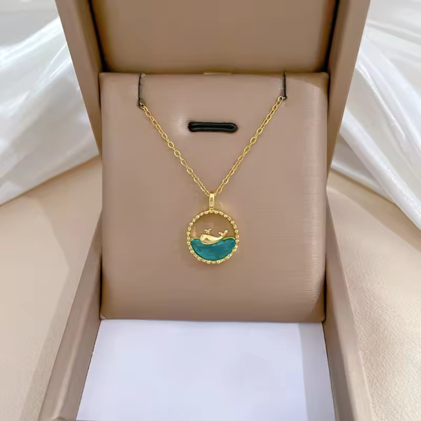 Love gold dolphin necklace Boho Bloom
