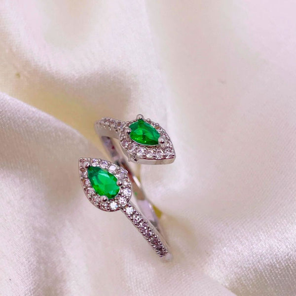 Dual Gem Green Ring Boho Bloom
