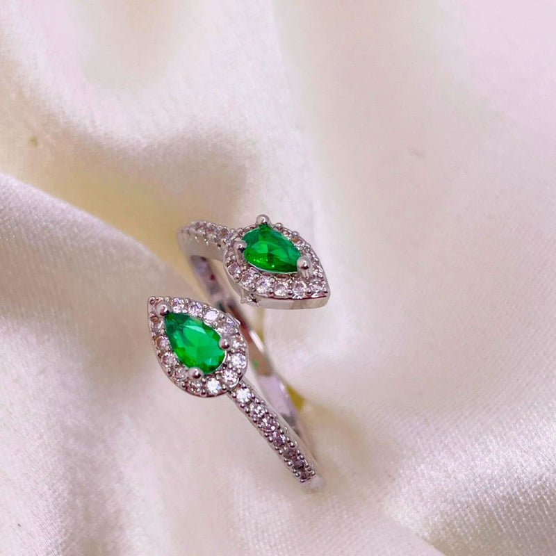 Dual Gem Green Ring Boho Bloom