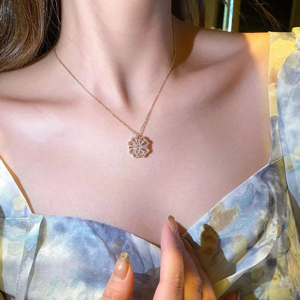 Gold Plated Clover Magnet Leaf Pendent Chain Necklace Boho Bloom