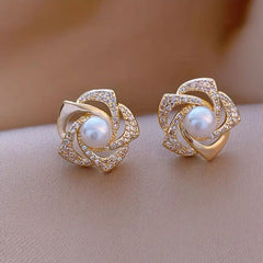 Trendy Korean Style Vintage Elegant Flower Stud Earrings Boho Bloom