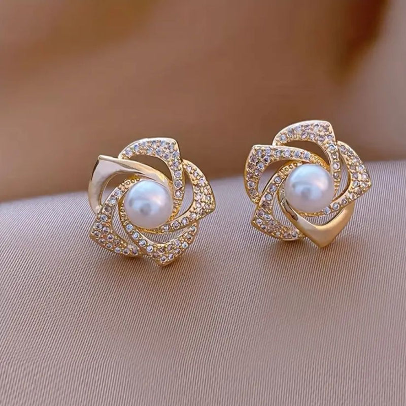 Trendy Korean Style Vintage Elegant Flower Stud Earrings Boho Bloom