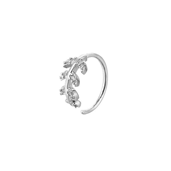 Adjustable Leaf Zircon Silver Nose piercing Beauty NX