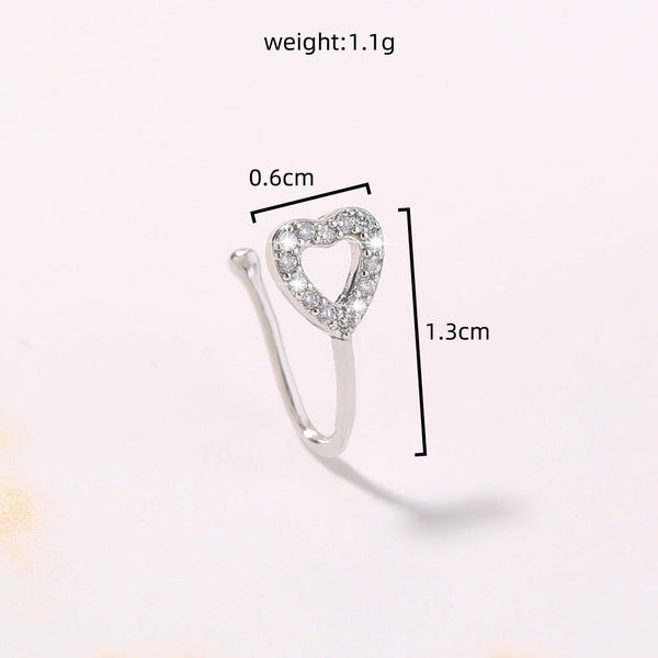 Fake nose Piercing silver heart Beauty NX