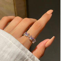 Purple Rounded Crowned Ring Boho Bloom