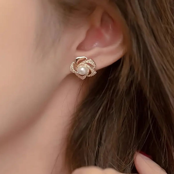 Trendy Korean Style Vintage Elegant Flower Stud Earrings Boho Bloom