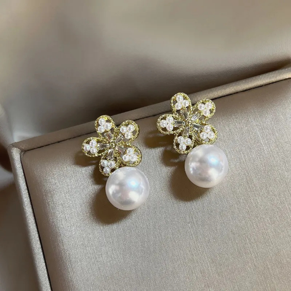 Floral Pearl Earrings Boho Bloom