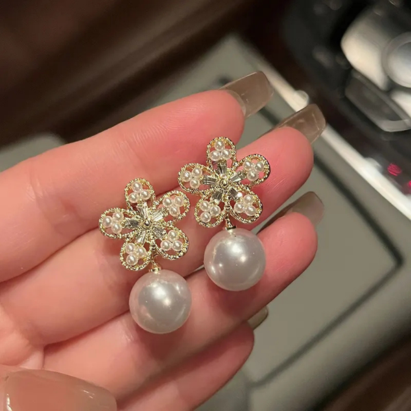 Floral Pearl Earrings Boho Bloom