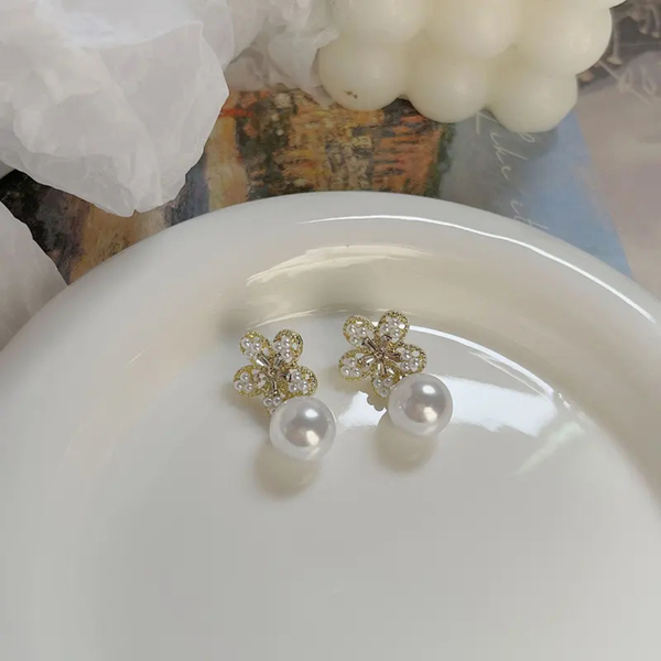 Floral Pearl Earrings Boho Bloom