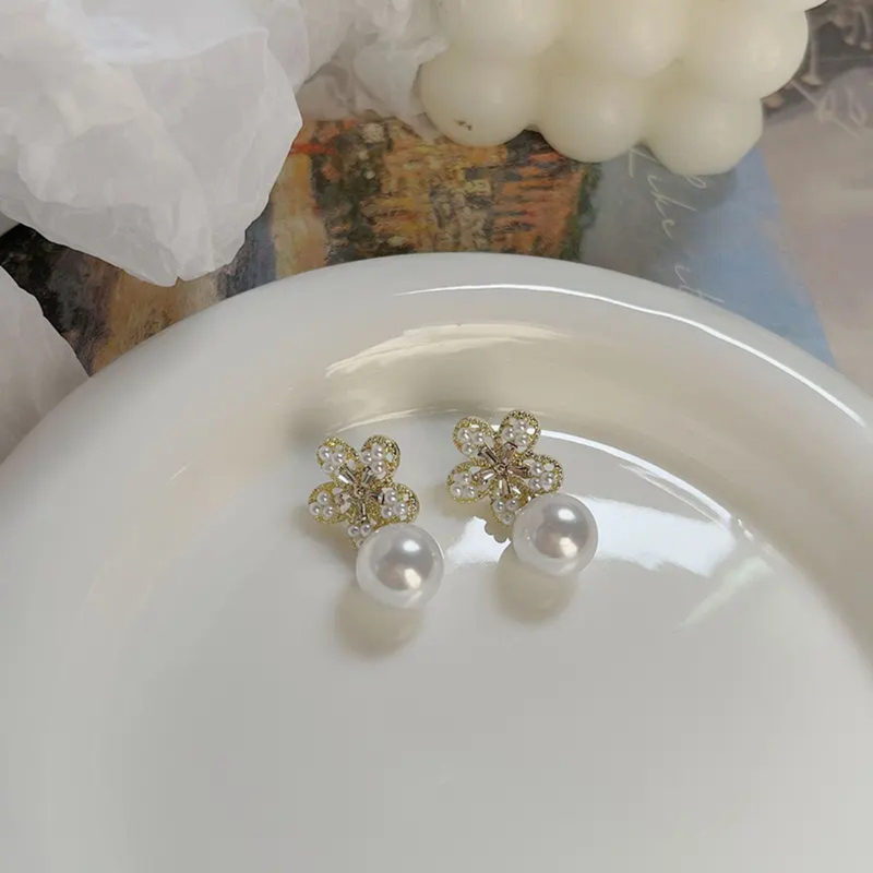 Floral Pearl Earrings Boho Bloom