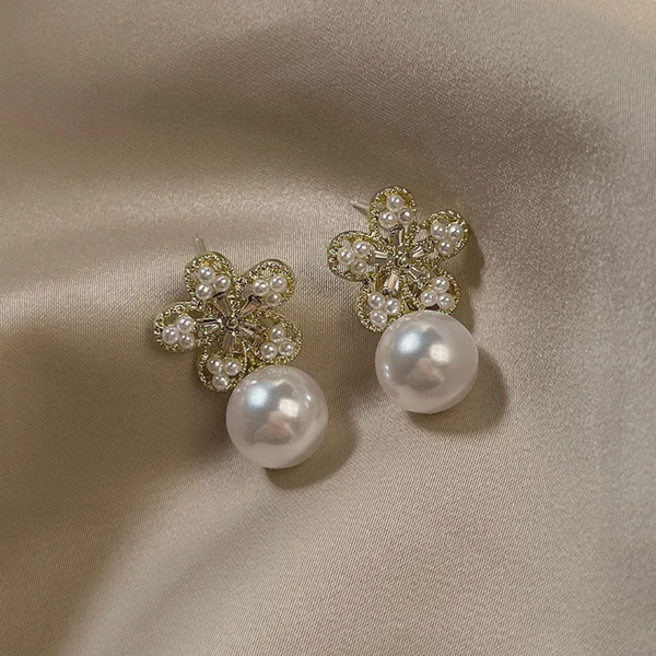 Floral Pearl Earrings Boho Bloom